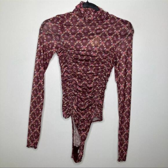 🆕FREE PEOPLE Intimately Bodysuit Printed Mesh SZ XS NEW - Picture 2 of 7